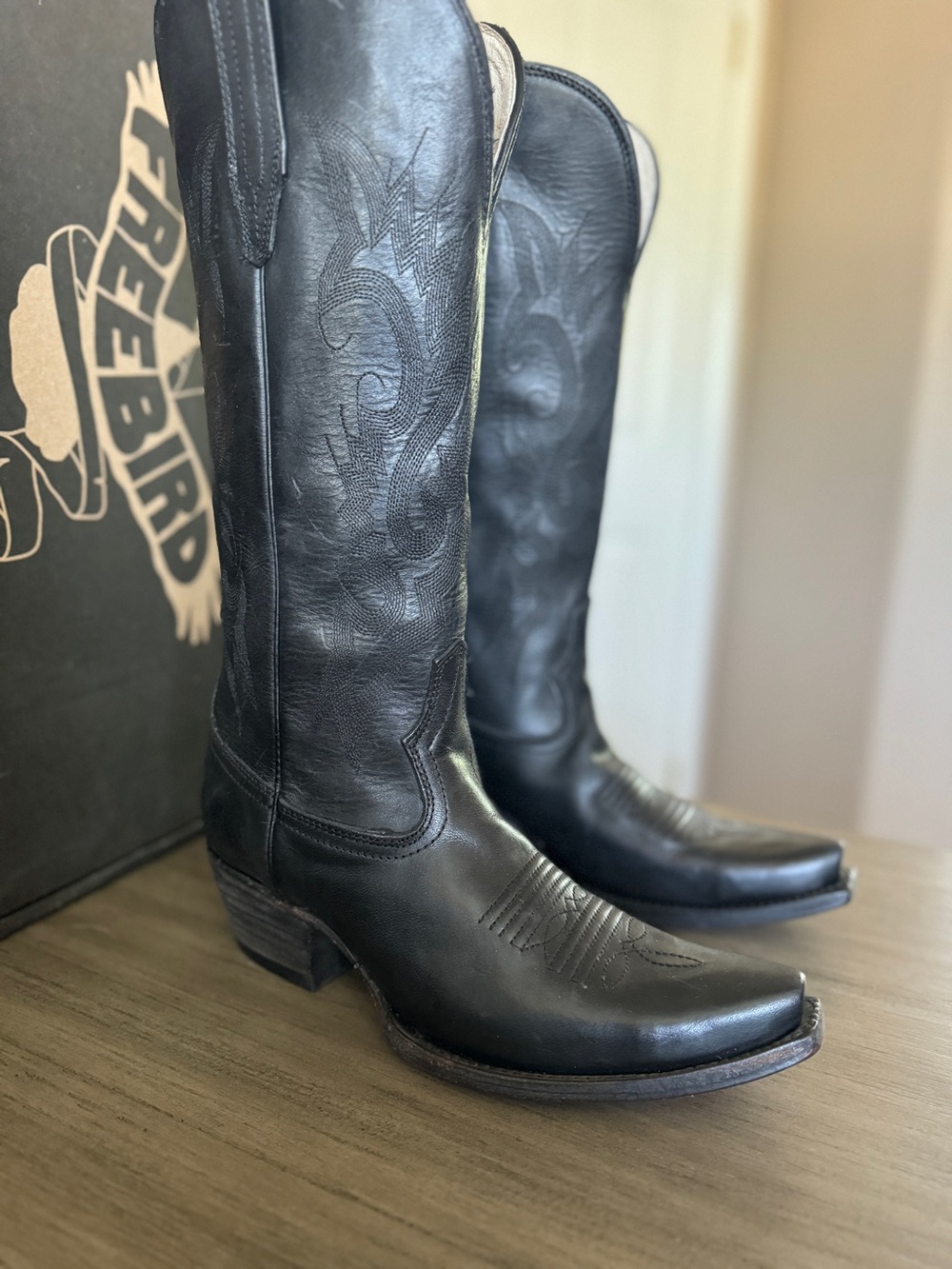 freebird Black Embossed Leather Western Boots